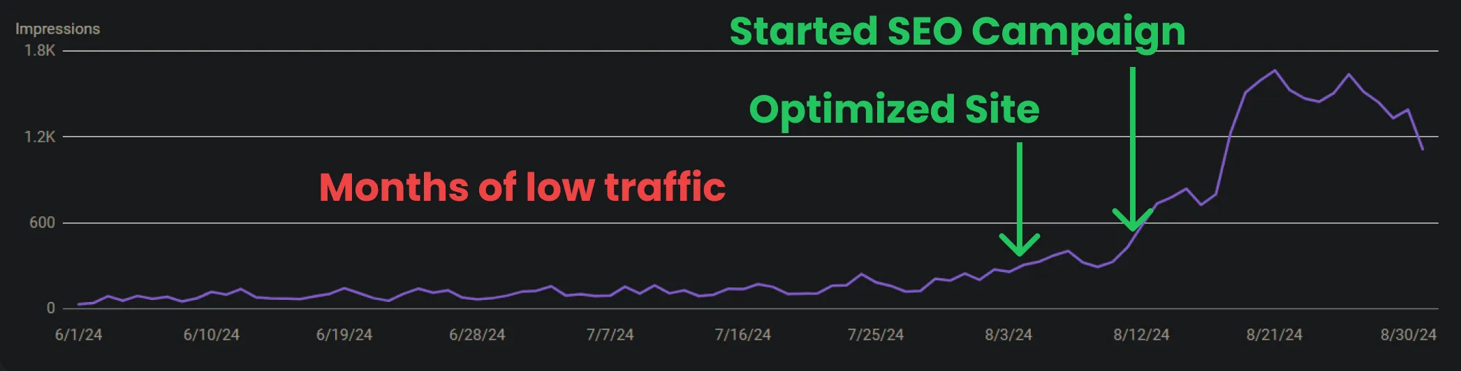 Chart showing Website Traffic After SEO Optimization