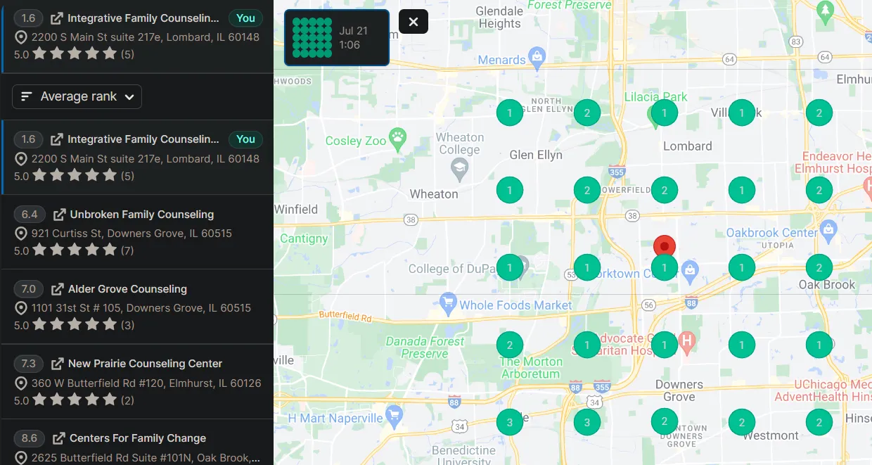 Improved Google Maps Ranking after SEO Campaign