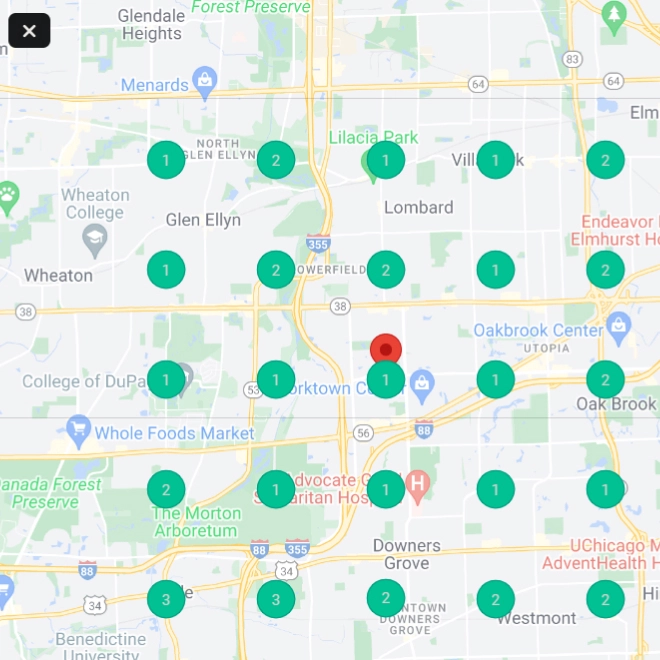 Google Business Profile Ranking Heat Map After Optimzation